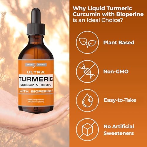 Liquid Turmeric Curcumin Extract with Black Pepper - Turmeric Drops with Bioperine