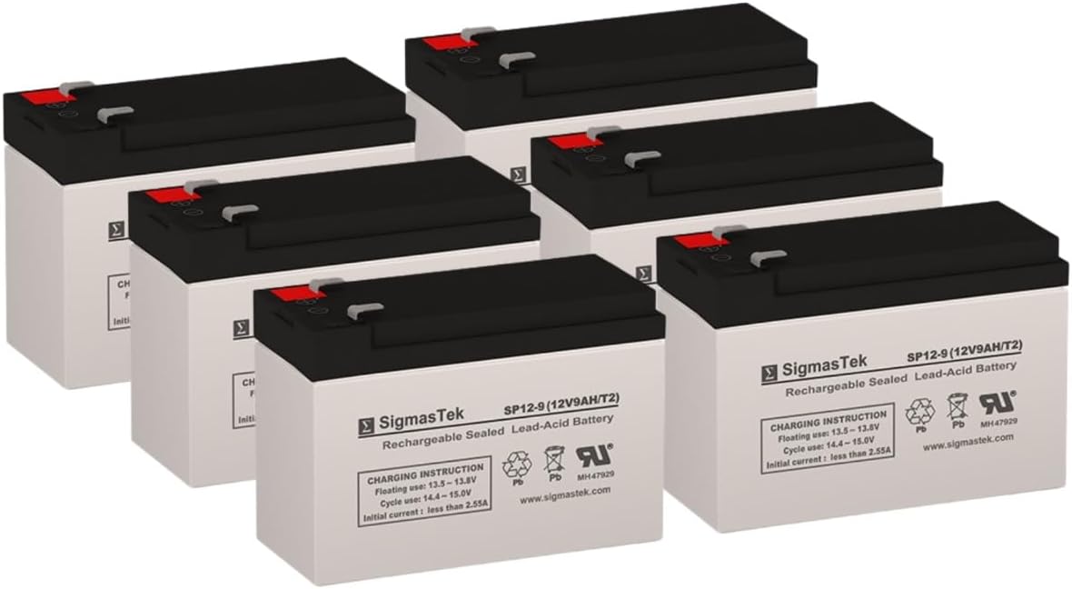 SigmasTek SP12-9 - 12V 9AH F2 SLA Battery - Replaces: Universal Power UB1290 (40748), UB1280HR (D5785), B&B Battery BP8-12, HR9-12, Vision CP1290, Yuasa NP9-12