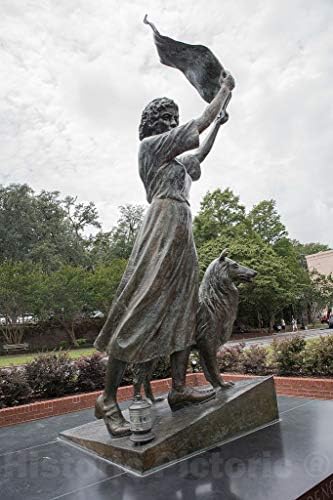 Historic Pictoric Photo - Felix de Weldon's Waving Girl Statue on Savannah, Georgia's, Waterfront- Fine Art Photo Reporduction 08in x 12in