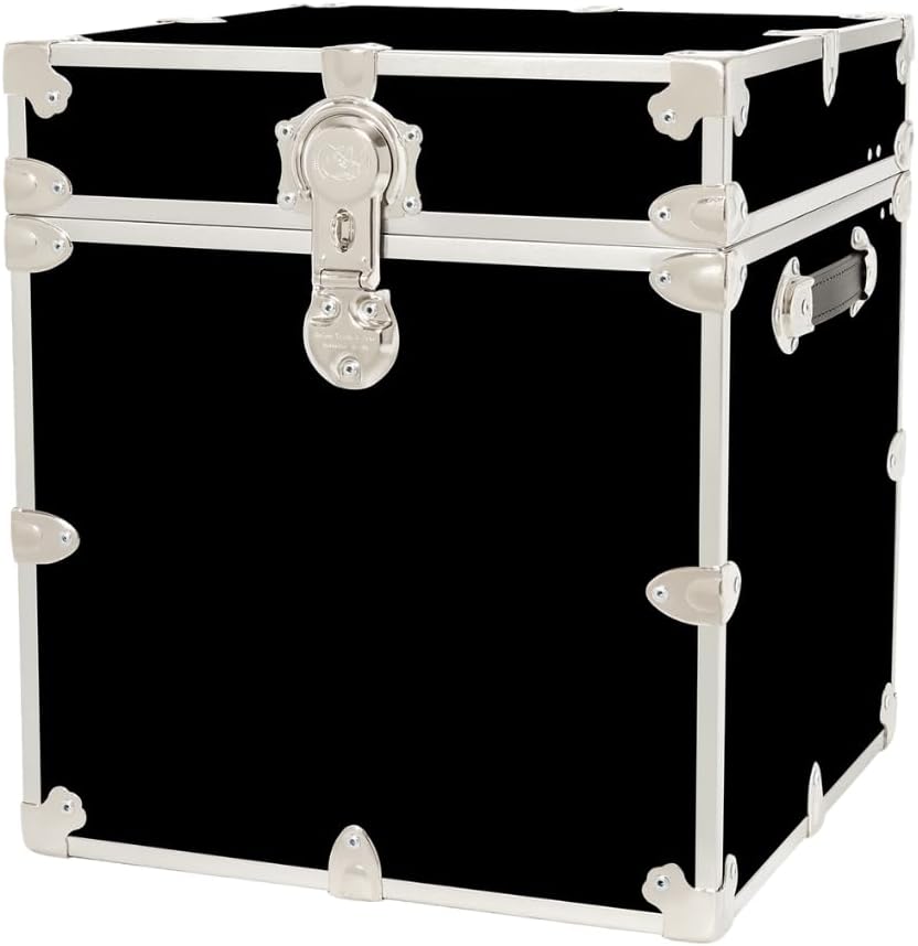 Rhino Classic Cube Trunk, College Dorm Footlocker & Home Storage End Table | 18"L x 18"W x 20"H, 1500+ lb Capacity, Baltic Birch Plywood, Nickel Plated Steel, Durable, Office Storage, Dorm Room