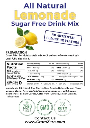 GramZero Grape Sugar Free Drink Mix Sports Pack, Great For Nutrition Club Loaded Teas, Zero Calorie, Stevia Sweetened