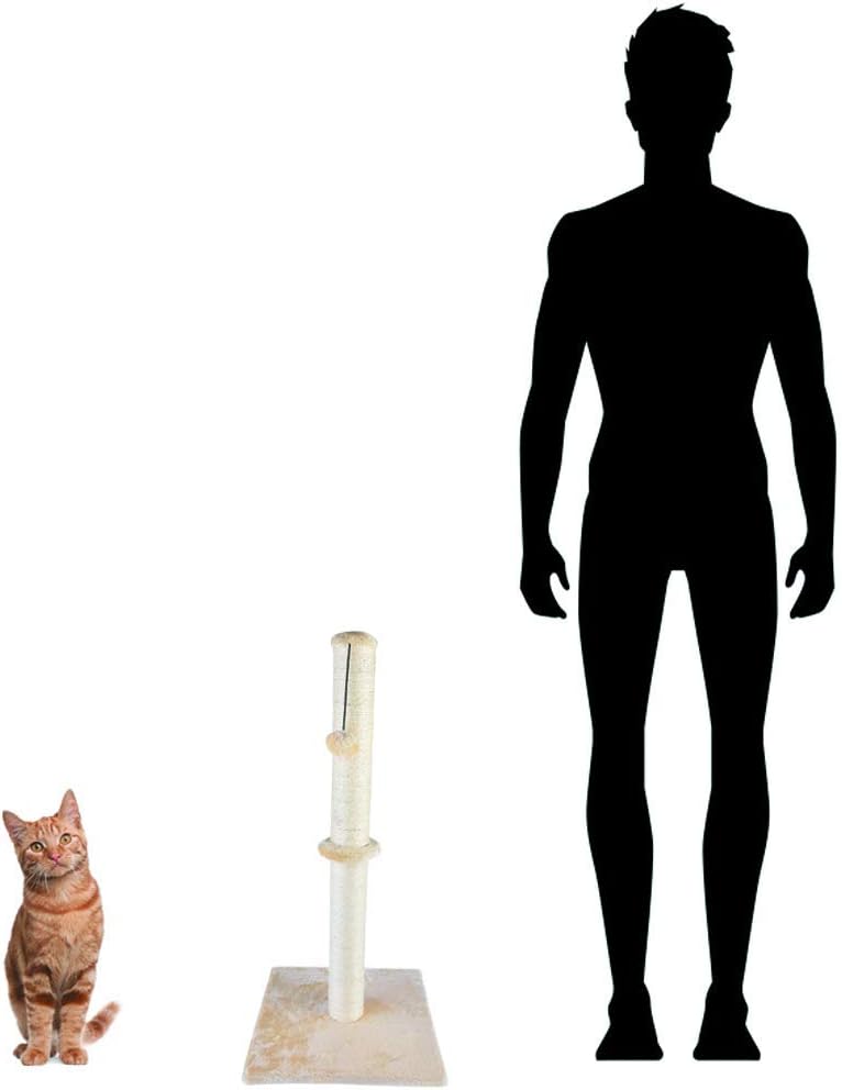 Dimaka 29" Height Tall Cat Scratching Post, Claw Scratcher with Sisal Rope and Covered with Soft Smooth Plush, Vertical Scratch [Full Strectch] for Standard Size Cats(Grey, 29 inches for All Cats)