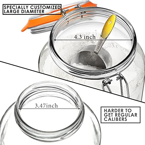 1 Gallon Glass Jars with Lids, 2 Pack Wide Mouth Mason Jars, 138 oz