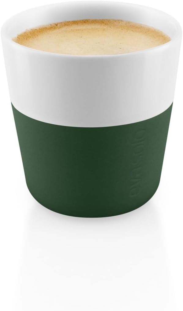 Eva Solo | 2 Lungo Tumbler Mugs | 8 oz Porcelain Coffee Cup Tumblers with Silicone-coated Grip | Danish Design, Functionality & Quality | Black