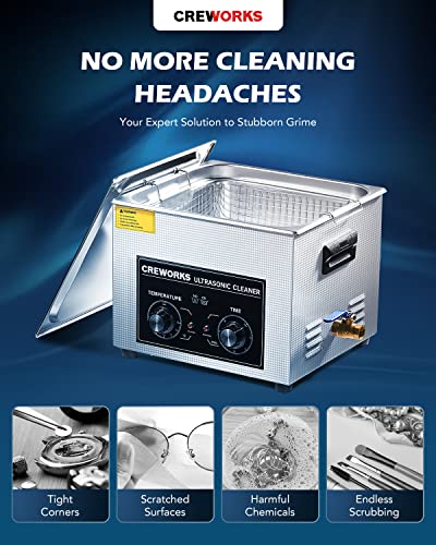 CREWORKS 3.2L Ultra Sonic Cleaning Machine - 120W Cavitation 100W Heat