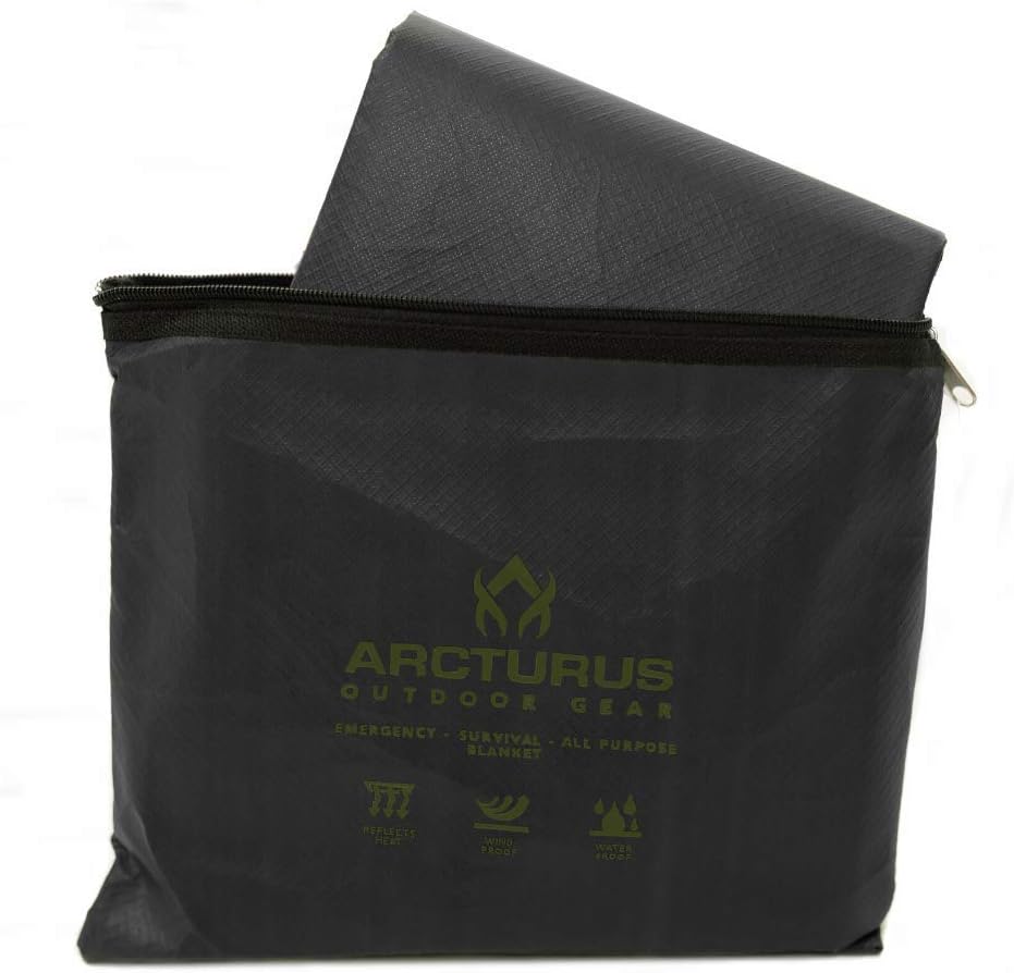 Arcturus Insulated Tarp, Reusable Heavy Duty Thermal Survival Blanket – 60x82in, Reflects 90% Body Heat, Waterproof, Windproof, 3-Layer Design, Reinforced Grommets, Olive Green | Reflective Mylar, Waterproof & Windproof, Reinforced Grommets for Tarp Setu…