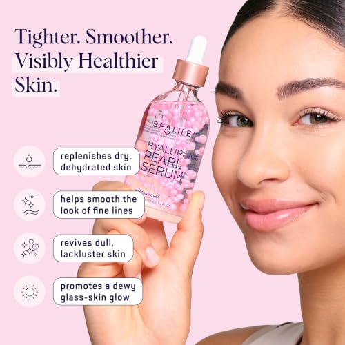 SpaLife Beauty Pearl Hyaluronic Acid Serum & 24k Gold Anti Aging Serum | AM/PM Facial Routine Duo | Deep Collagen Hydrating Treatment | Firming