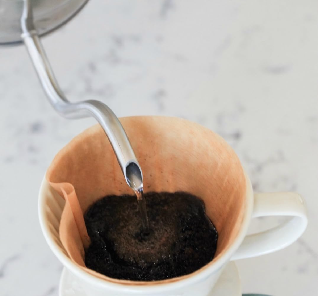 Simply Charmed Ceramic Pour Over Coffee Maker with 40 Count Melitta Filters - Elegant Single Serve Coffee Dripper for Rich Brewed Pour Over Coffee - Base Measures 4", Height 3" - Brews 8-16 oz