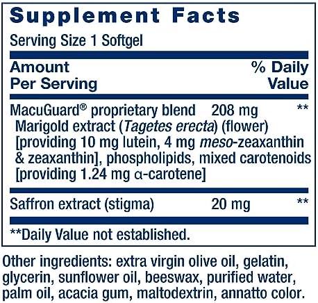 Life Extension MacuGuard Ocular Support with Saffron – Eye Health Supplement for Healthy Vision – with Lutein, Meso-zeaxanthin, zeaxanthin