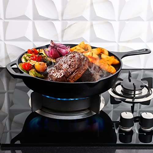 Utopia Kitchen Cast Iron Skillet 12 Inch Pre-Seasoned PFAS-Free Black | Chef Pan, Even Heat Distribution, Stovetop, Oven, Campfire and Grill Safe, Large Skillet, Indoor Outdoor Use