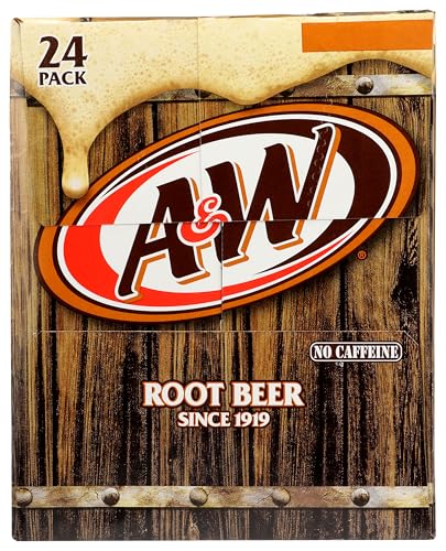 A&W Root Beer Soda, 12 fl oz cans, 24 pack