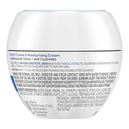 Pond's Nourishing Moisturizing Cream, Crema S, Fragrance Free, Ivory, 14.1 Oz