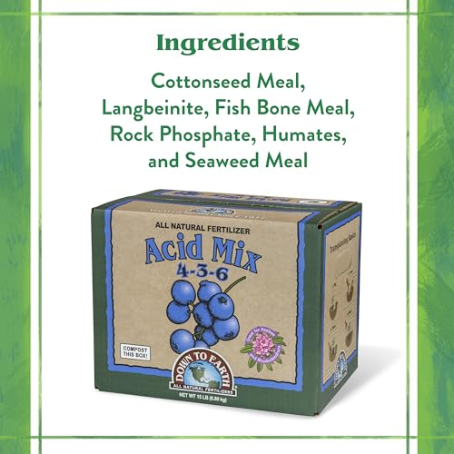 Down To Earth All Natural Fertilizers Organic Acid Mix - 4-3-6, 1 lb | Plant Food for Blueberries, Raspberries, Azaleas, Camellias, Rhododendrons, Hydrangeas, Evergreens and Acid-Loving Plants