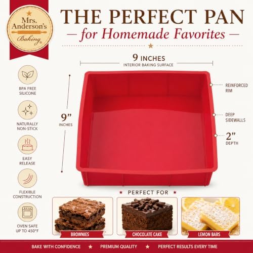 Mrs. Anderson's Baking Silicone Loaf Bread Pan, Non-Stick European-Grade Silicone