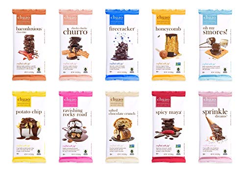 Chuao Chocolatier Gourmet Assorted Milk and Dark Chocolate Bar Gift Box | For Gift Baskets, Christmas, Valentines, Birthday, Care Package | 10 Ct