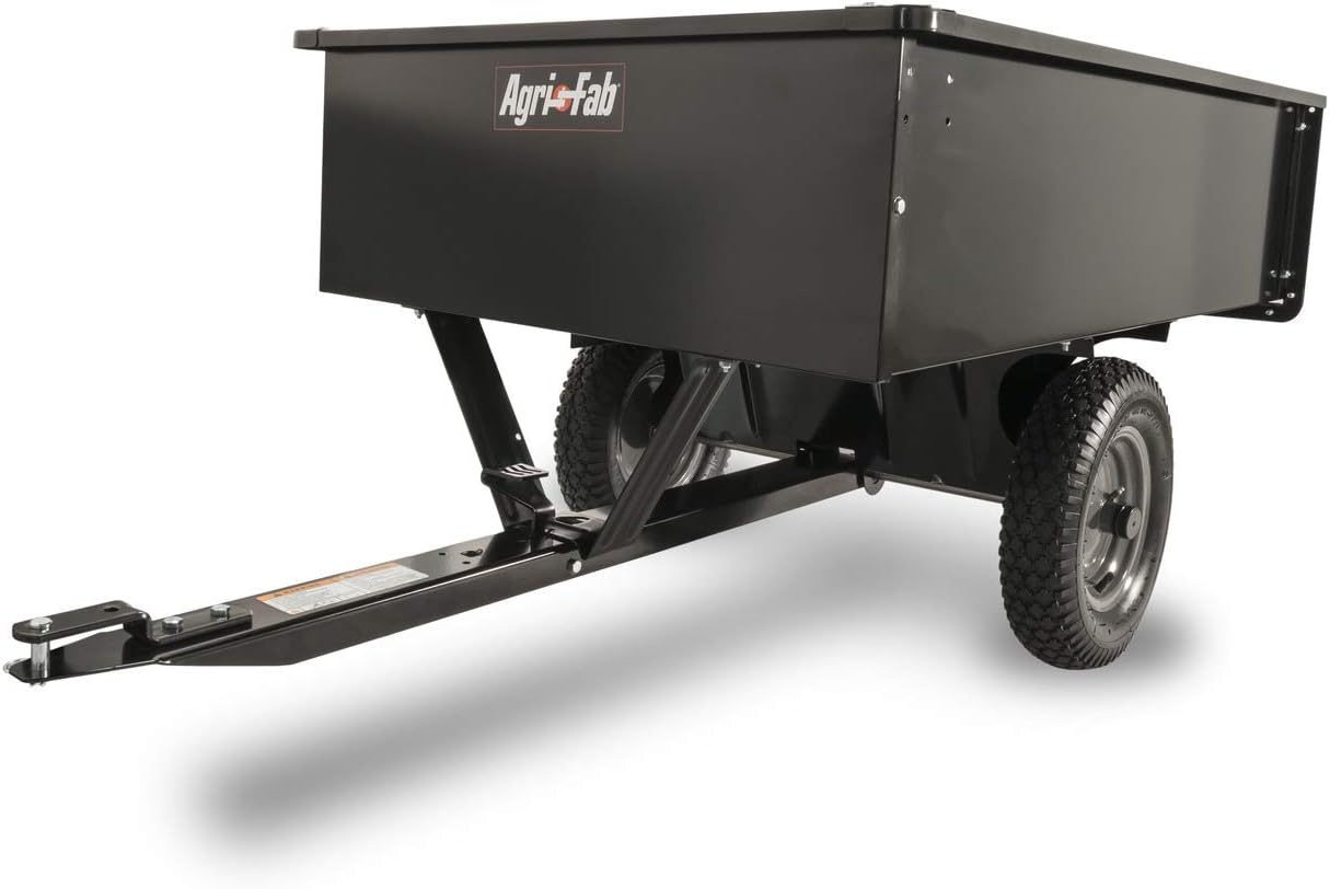 Agri-Fab Steel Utility Lawn and Garden Dump Cart for Riding Lawn Mowers, 750 lb Capacity with 12 Cu Ft Steel Bed and Pneumatic Tires