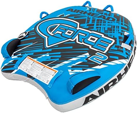 Airhead G-Force Towable Tube for Boating, 1-4 Rider Inflatable Boat Tube for Water Tubing, Heavy Duty Full Nylon Cover, Stabilizer Fins with Neoprene Knuckle Guards, Speed Safety Valve