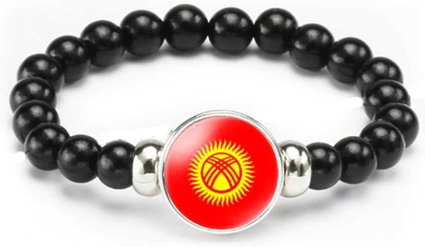 vmcoatdu National Flag Bracelet Elastic Rope Beaded Bracelet Support Your Country Travel Souvenir Gifts for Men Women
