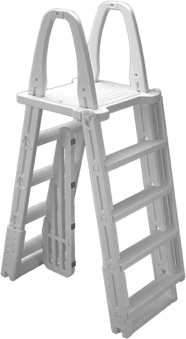 Ocean Blue A-Frame Swing Up & Lock Ladder with Anti-entrapment Barrier | Designed for Above Ground Swimming Pool | Holds Up to 300 Pounds