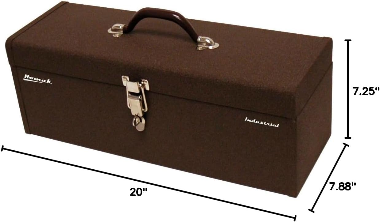 Homak Industrial 20-Inch Tool Tote Steel Toolbox, Brown Winkle Powder Coat, BW00252200 | BW00252200, Powder Coat