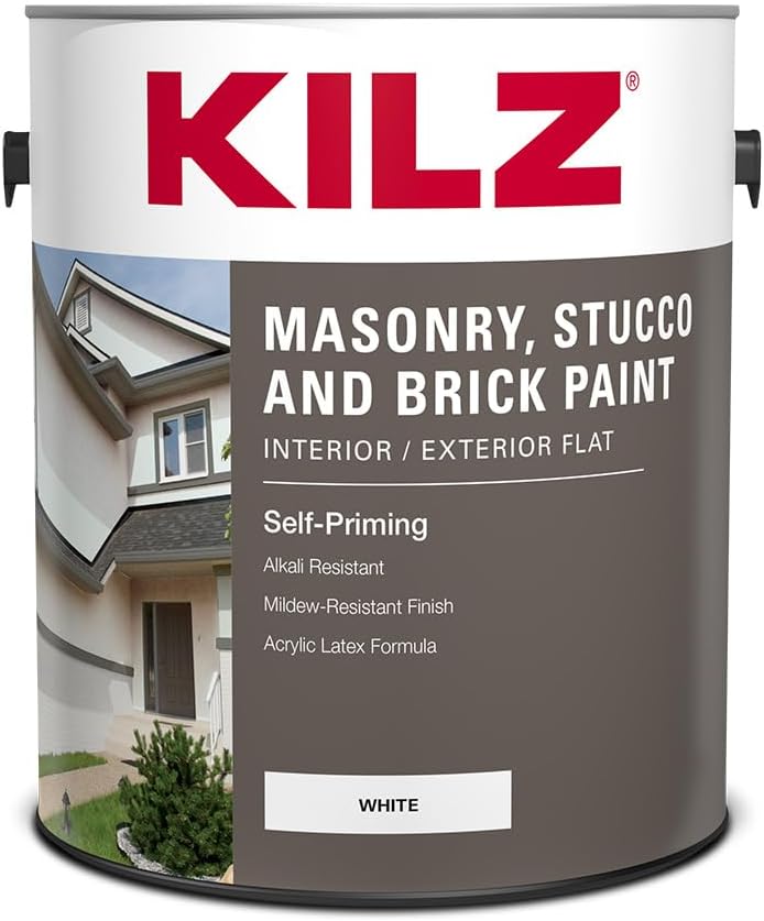KILZ Self-Priming Masonry, Stucco and Brick Paint, GRAY, 1 Gallon