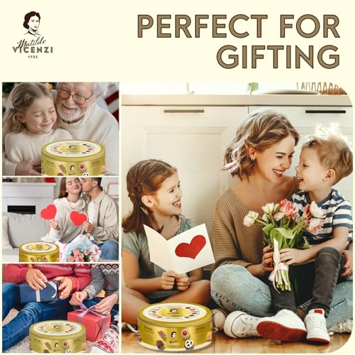 Matilde Vicenzi Minivoglie Butter Cookies Tin - Italian Pastry Assortment, Traditional Holiday Cookie Gift for Hosts, Birthdays - 500 g