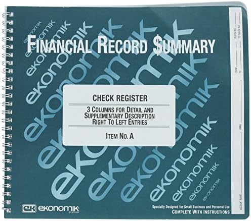 Wirebound Check Register Accounting System, 8 3/4 x 10, 40-Page Book A (DMi EA