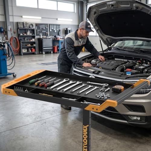 Adjustable Work Bench, Mobile Rolling Tool Cart, 34"-48" Height | 8-Adjustable Height Settings, 110lbs Capacity, Heavy-duty Steel Frame