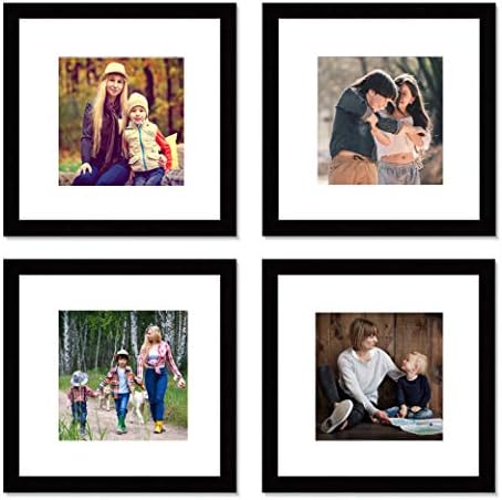 pojah 12x12 Black Picture Frame Set of 4,Wall Frames,HD Plexiglass