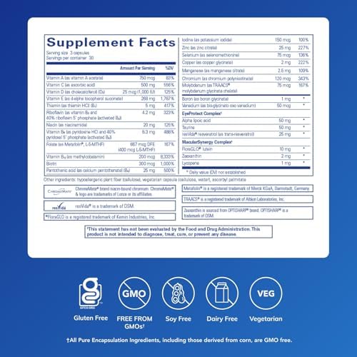 Pure Encapsulations VisionPro Nutrients | Hypoallergenic Multivitamin/Mineral Complex for Maintaining Healthy Vision* | 90 Capsules | Hypoallergenic