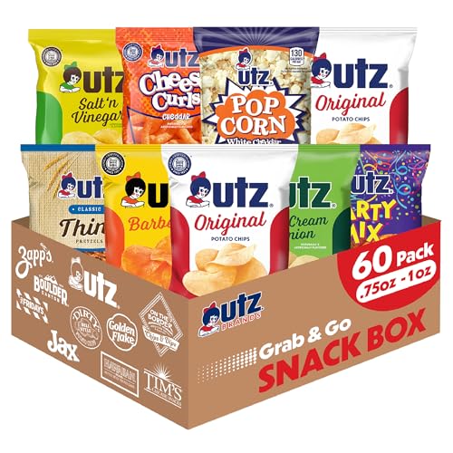Utz Potato Chips, Barbeque – 1 oz. Bags (60 Count) – Crispy Potato Chips Made from Fresh Potatoes, Crunchy Individual Snacks to Go, Cholesterol Free, Trans-Fat Free, Gluten Free Snacks