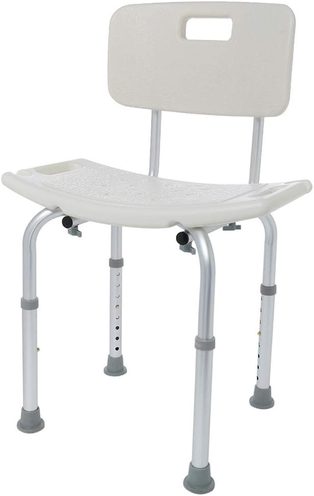 Shower Stool, Adjustable Shower Chair,Portable Bath Seat, White Bathtub Lift Chair, Height is Adjustable of 14 to 21 (Silver)