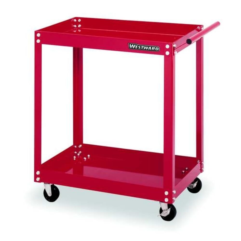 Utility Cart with Lipped Metal Shelves, Steel, 100 lb Load Capacity, 2 Shelves, 30 in L, 18 in W - 1 Each