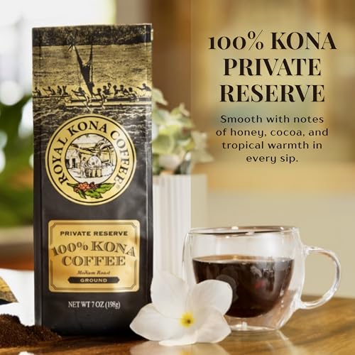 ROYAL KONA COFFEE Whole Bean - 100% Hawaiian Kona Coffee, Private Reserve, Medium Roast, (Pack of 2)