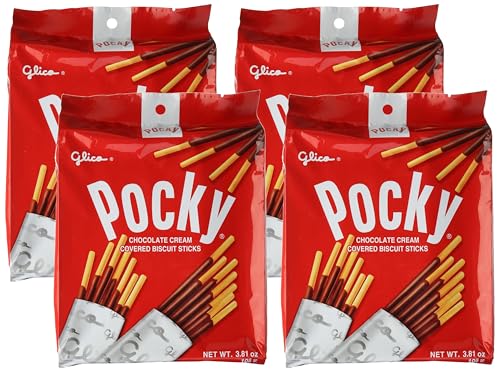 Glico Pocky, Chocolate Cream Covered Biscuit Sticks (9 Individual Bags), 4.13 oz
