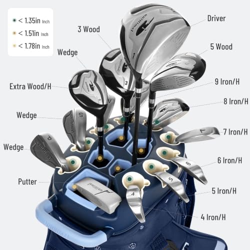 StablePoint Golf Cart Bag with 14-Way Full-Length Divider Top | S&T-Lock Golf Bag for Men with Magnetic Pocket, Cooler Pocket & Rain Cover