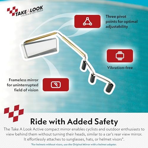 Cycling Compact Mirror for Helmet & Eyeglasses | Smaller profile. Same natural rear view. Your mirror follows your head movement, not your handlebars.