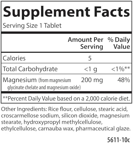 Carlson Chelated Magnesium Glycinate, 200 mg, Muscle Function, 180 Tablets | Superior Absorption; Bone Support