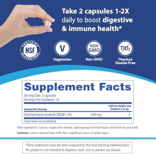Florastor Probiotic for Digestive and Immune Health, 30 Capsules | Probiotics for Women & Men, Helps Flush Out Unwanted Bacteria, Boosts The Good with Our Unique Strain Saccharomyces Boulardii