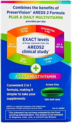 Bausch + Lomb PreserVision Eye Vitamin Mineral, 100 Soft Gels (Pack of 2)