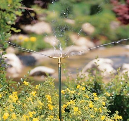 Orbit 3 Pack Adjustable Brass 3-Arm Telescoping Lawn Sprinkler with Step Base