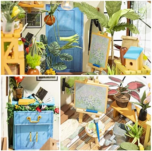 Rolife Greenhouse DIY Miniature Dollhouse Kit Creative Gift for Adults | 1:18 Scale Cathy's Flower House with LED Light, Wooden 3D Puzzle Model Kit
