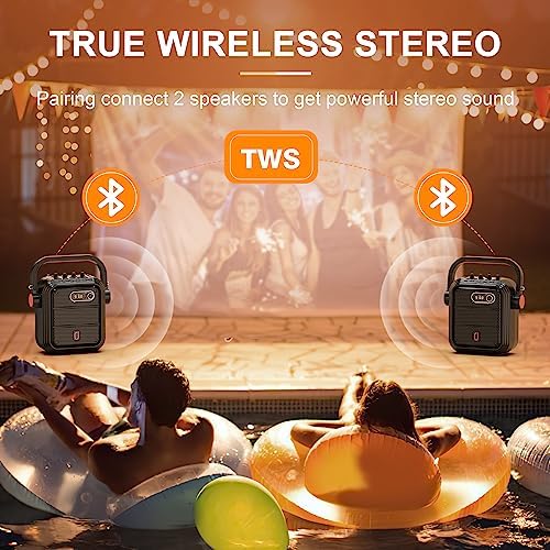JYX Karaoke Machine with 2 Wireless Microphones, 5200mAh Portable Speaker Set Bluetooth 5.0 Rechargeable PA System with TWS, FM, REC