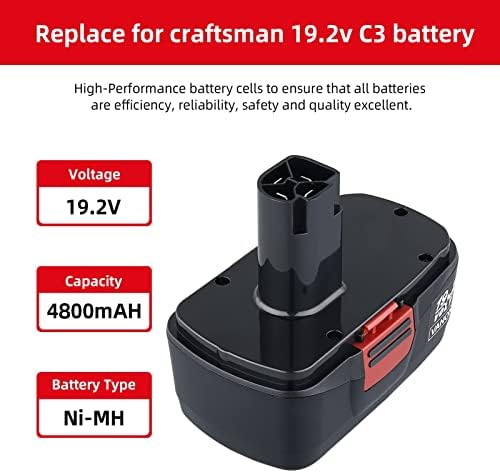 VANON 2Pack 4.8Ah 19.2V Ni-MH Replacement for Craftsman 19.2 Volt Battery