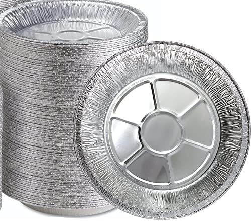 9" Aluminum Foil Pie Tins (25 Pack), Disposable Aluminum Pie Pans, Foil Pans for Baking, Cooking, Freezer Safe, Round Foil Pans