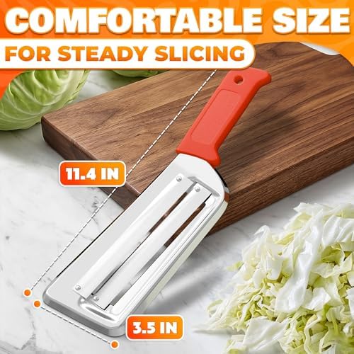 Cabbage Shredder with Dual Blade, 11.8 Inch Stainless Steel Slicer | Cabbage Knife for Faster Coleslaw Prep