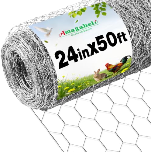 Amagabeli Chicken Wire Fencing Poultry Wire Netting 36inch x 50ft 2 Inch Hexagonal Galvanized Mesh Garden Fence Animal Barrier for Garden Protection Craft Rabbit Cage Dog Roll Chicken Coop Accessories