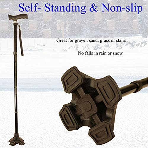 Beyoung Standing Quad Support Cane Tip Mobility Quadpod Stable Cane Support Walking Stick Base Tip Stabilizing Device Self Standing Quadruple Cane