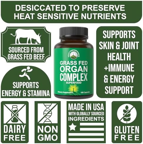 Peak Performance Grass Fed Beef Organ Complex Capsules from New Zealand