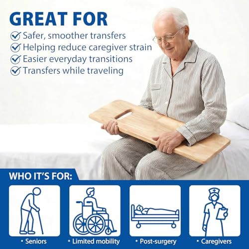 Blue Jay Slide Boards for Transfers - 30" Wooden Transfer Boards for Wheelchair - 8" x 30" Patient Assist Device for Car, Bed, Chair & Seniors - Smooth Surface & Tapered Ends